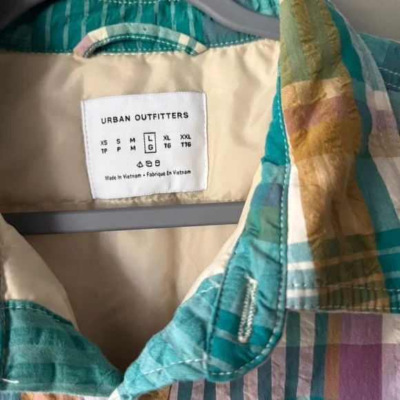 UO Men's Eclectic Grandpa Skater Plaid Seersucker Shirt Jacket,Multi, L - Picture 3 of 16